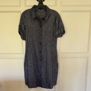 Theory Gray/blue denim like Button-Up Shirt Dress